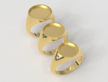 3 rond sceau anneaux bague bijoux argent or goujat bijou imprimable conception classique Masculin Hommes mode diamant sterling anel Anillo paulorani 3d print model - Mito3D