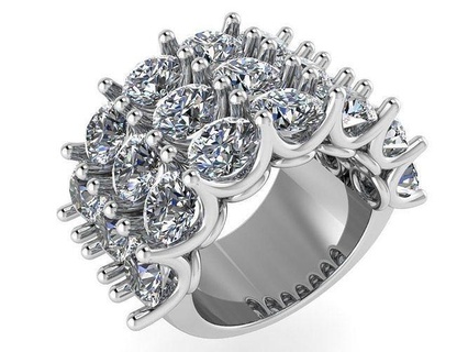 3 fila diamante anillo 0924 oro pavimentar joyería joya plata fabricación Moda diseño compromiso imprimible libra esterlina pulsera cubano arete collar colgante pendiente anillos 3d print model - Mito3D