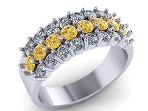 3 row diamond ring 216 jewelry precious gem luxury shining wealth platinum treasure gold silver printable jewel brilliant bracelet triangle modelling 3rowring rings 3d print model - Mito3D