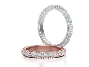 3 linha diamante Casamento banda 3dmodel versão diamantes eternidade moda anel brilhante imprimível Setas flechas argolas EUA 3d print model - Mito3D
