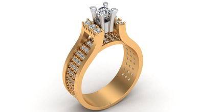 3 fila diamante boda oro anillo joyería joya arete brillante compromiso moda mujer niña imprimible humano dedo centrar anillos 3d print model - Mito3D