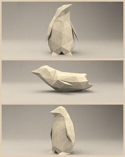 3 shades modern sculpture baby penguin metal statue animal lowpoly figure decor decoration tabletop classy 3dprint print style nature art sculptures cute character 3d print model - Mito3D