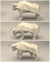 3 shades modern sculpture bull metal statue animal lowpoly figure decor decoration tabletop classy 3dprint print style nature art sculptures cute character 3d print model - Mito3D