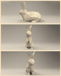 3 shades modern sculpture rabbit bunny metal statue animal lowpoly figure decor decoration tabletop classy 3dprint print style nature art sculptures cute character 3d print model - Mito3D