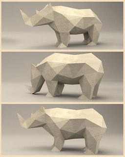 3 shades modern sculpture rhino metal statue animal lowpoly figure decor decoration tabletop classy 3dprint print style nature art sculptures cute character 3d print model - Mito3D
