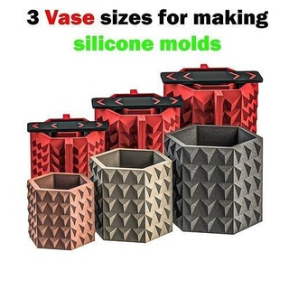 3 tamanhos vasos silicone mofo molde silício arquivo stl concreto 3dprint vaso Panela plantador ako3d moldagem vela passatempo faça mão Ferramentas 3d print model - Mito3D