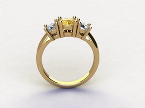 3 taş klasik yüzüğü takı altın düğün platin lüks parlayan resimde nişan yazdırılabilir gem parlak elmas yüzük 3d print model - Mito3D