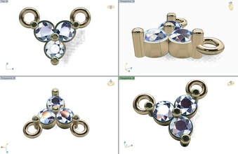3 stone dainty pendant jewelry gem gold printable diamond jewellry small fashion pendants 3d print model - Mito3D