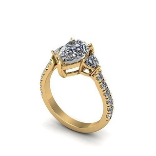 3 calcolo Fidanzamento squillare gioielleria oro argento stampabile diamante gioiello moda brillante bellezza anelli metà Luna platino 3d print model - Mito3D