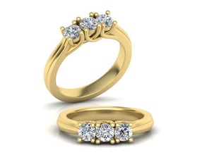 3 pietra anello di fidanzamento stampabile modello 3d n0302 gioielli 3stone Anello d'oro usa il canada matrimonio diamante argento europa 3dring cad la promessa anelli 3d print model - Mito3D