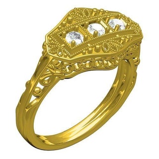 3 Roca floral Arte deco compromiso anillo joyería 3d canalla diseño diamante oro plata libras esterlinas Moda belleza imprimible personalizar joya anillos 3d print model - Mito3D