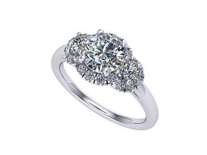 3 Roca aureola anillo diamante dorado plata joyería joya anillos 3d print model - Mito3D