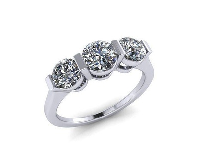 3 Stein Schiene Rahmen Ring Schmuck Ringe Gold Diamant druckbar Silber Juwel Weiß Hochzeit Steine Mode 3d print model - Mito3D