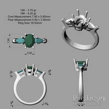 3-Stein-ring Schmuck ring Ringe diamond Diamanten Edelsteine kostbar gold Steine genial gem 3d Modell drucken Edelstein Juwelen jewllery cut 3d print model - Mito3D