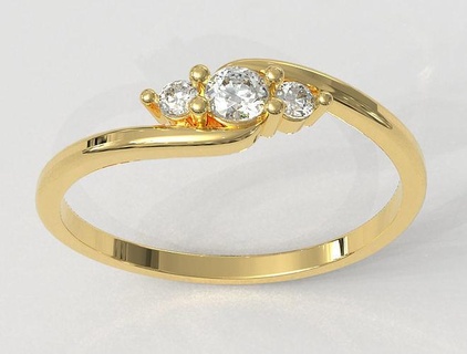 3 Stein Ring 3stone Diamant Ringe Engagement Gold druckbar Silber Mode Schmuck Hochzeit Platin Solitär paulorani Steine 3d print model - Mito3D