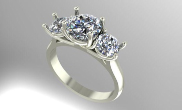 3-Stein-ring Schmuck ring engagement Diamant-ring bedruckbar ist weiß Ringe 3d print model - Mito3D