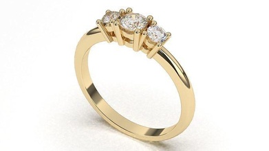 3 pedras diamantes noivado anel joalheria ouro prata Casamento gema imprimível diamante 3d designer cartaz único argolas 3d print model - Mito3D