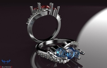 3 steine engagement ring schmuck luxus design gold druckbar kleidung mode stahl edelsteine diamant silber platin entwerfen ringe 3d print model - Mito3D