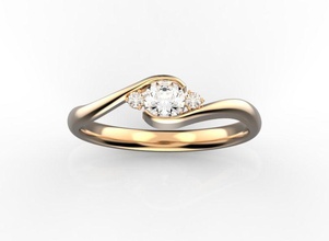 3 pietre anello di fidanzamento gioielli oro matrimonio gioiello preziosi diamanti brillante anelli 3d print model - Mito3D