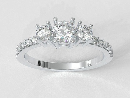 3 Steine Ring 3stones Edelstein Ringe Gold Schmuck druckbar Diamant Juwel Engagement Silber Hochzeit 3d print model - Mito3D