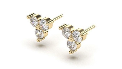 3 steine zucht ohrringe schmuck silber druckbar diamant 3d platin juwel sterling ohrring diamanten gold 3d print model - Mito3D