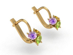 3 stones 3d model jewelry earrings models 3d print model - Mito3D