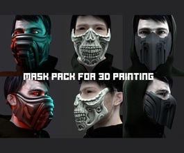 3 type of mask cover masks bundle face protect design covid corona art fantasy disguise protection eye eyewear style dark horror protector facial fashion 3d print model - Mito3D