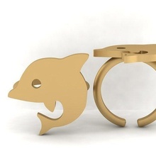 3d model delfin ring gold silber roségold platin schmuck druckbar diamant juwel hochzeit mode nashorn matrix kunst modell design ringe 3d print model - Mito3D