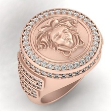 3d model medusa squillare gioiello oro gioielleria argento stampabile diamante gemma platino moda rosa matrixgold rinoceronte 3dmodel anello d'oro d'argento anelli 3d print model - Mito3D