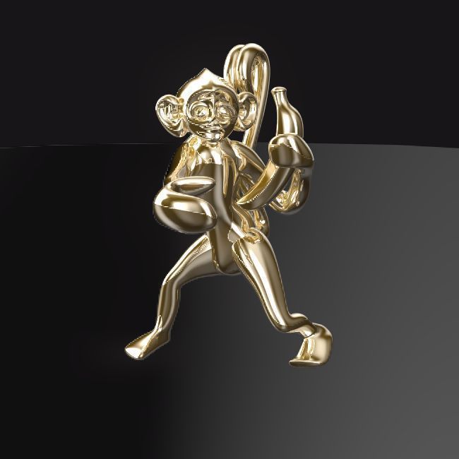 3d-singes 023 bijoux japon animal la banane mignon le singe pièces de défi pendentifs 3D print model - Mito3D