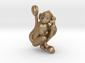 3d-monkeys 152 jewelry japan mnkey animal cute banana pendants 3d print model - Mito3D