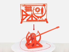 3d printable vinci catapulta regalo carta leonardo modello kit stampabile antico meccanica meccanismo meccanico arma primavera ingranaggi ingranaggio giocattolo giochi giocattoli 3d print model - Mito3D