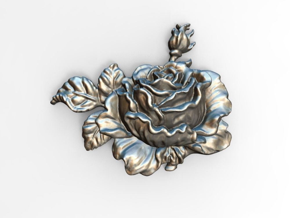 3d rose silber rose brosche blume skulptur druckbar blumen natur botanisch kunst skulpturen 3D print model - Mito3D