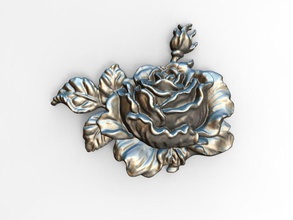 3d rose gümüş gül broş çiçek heykel yazdırılabilir doğa botanik sanat heykeller 3d print model - Mito3D