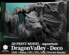 3d acquario drago valle 3dprinter zbrush arte statua ambiente concetto serbatoio ciotola decorazione disposizione sculture 3d print model - Mito3D