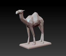 3d camel poly printable model 3dprinting art character miniature miniatures print sculpture statue toy toys lowpoly polygon figurines animal sculptures 3d print model - Mito3D