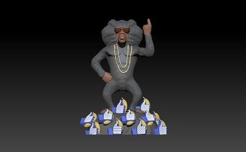 3d cartone animato scimmia stl stampa modello arte sculture statua stampabile 3d print model - Mito3D