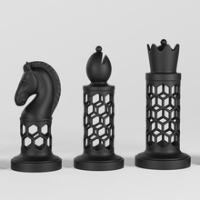 3d chess set pieces pawn knight figure queen game sculpture piece bishop print printable cnc king rook games toys board 3d print model - Mito3D