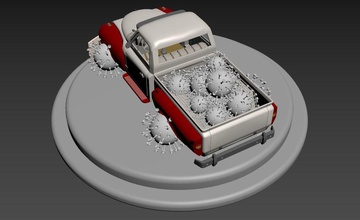 3d corona camion macchina veicolo retrò classico isolato natura bianca arte sculture 3d print model - Mito3D