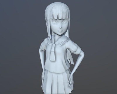 3d mignonne anime fille jouet personnage dessin animé jouets Jeu Jeux fantaisie obj animal art animaux miniatures toon 3d print model - Mito3D