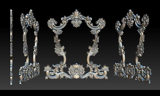 3d rahmen holz carving stl modell cnc router maschine gedruckt spiegel reliefs jahrgang ornament schnitzen mauer antiquität barock dekoration luxus aufwendig haus möbel 3d print model - Mito3D