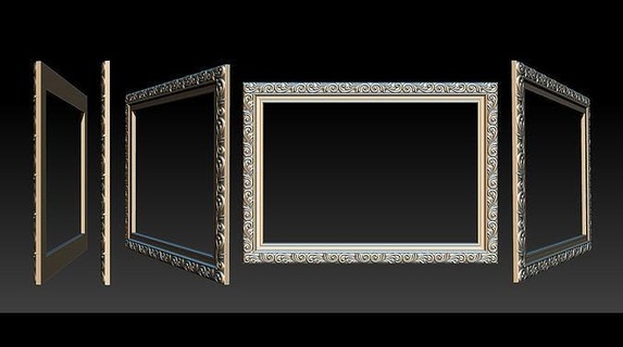 3d cuadro madera tallado stl modelo cnc enrutador espejo clásico antiguo barroco reflexión rococó mueble ornamento decoración imagen deco arquitectónico lujo zbrush 3dsmax artcam 3dmodel casa 3d print model - Mito3D