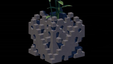 3d géométrique bureau planteur maison architecture cube carré labyrinthe pot plantes fleur escaliers décor 3d print model - Mito3D
