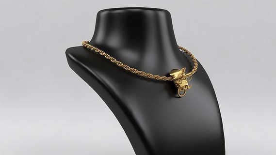 3d gold chinese dragon head pendant multi layers chain printable printing jewelry fbx stl obj max cad dxf new designs necklaces 3d print model - Mito3D