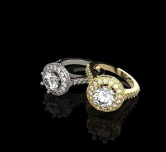 3d or argent bague bijoux gemme luxe brillant diamant anneaux 3d print model - Mito3D