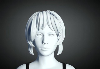 3d cabello estilo hembra 15 modelo peinado mujer niña cabeza cara belleza Barbero 3dprint personaje Moda 3d print model - Mito3D