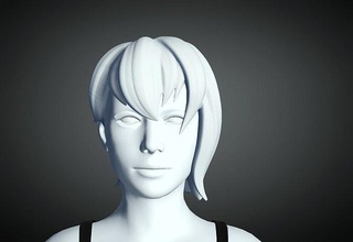 3d capelli stile femmina 1 modello acconciatura donna testa viso bellezza barbiere 3dprint carattere moda 3d print model - Mito3D