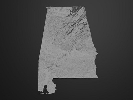 3d Karte Modell Zustand Alabama drucken topo topografisch Linderung USA us vereinigt topographisch verschiedene Modelle Hobby DIY Elevation 3d print model - Mito3D