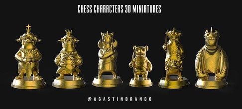 3d miniature chess set stl 3ddesigns 3dprinting boardgames 3dprintmodels 3dchess modeling art 3dmodel charactermodel chessgame games toys board 3d print model - Mito3D