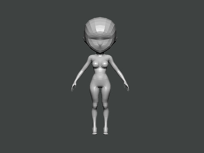 3d model base mesh0007 basemesh personnage femme humain corps femelle anatomie sculpter engrener visage statue science art 3D print model - Mito3D